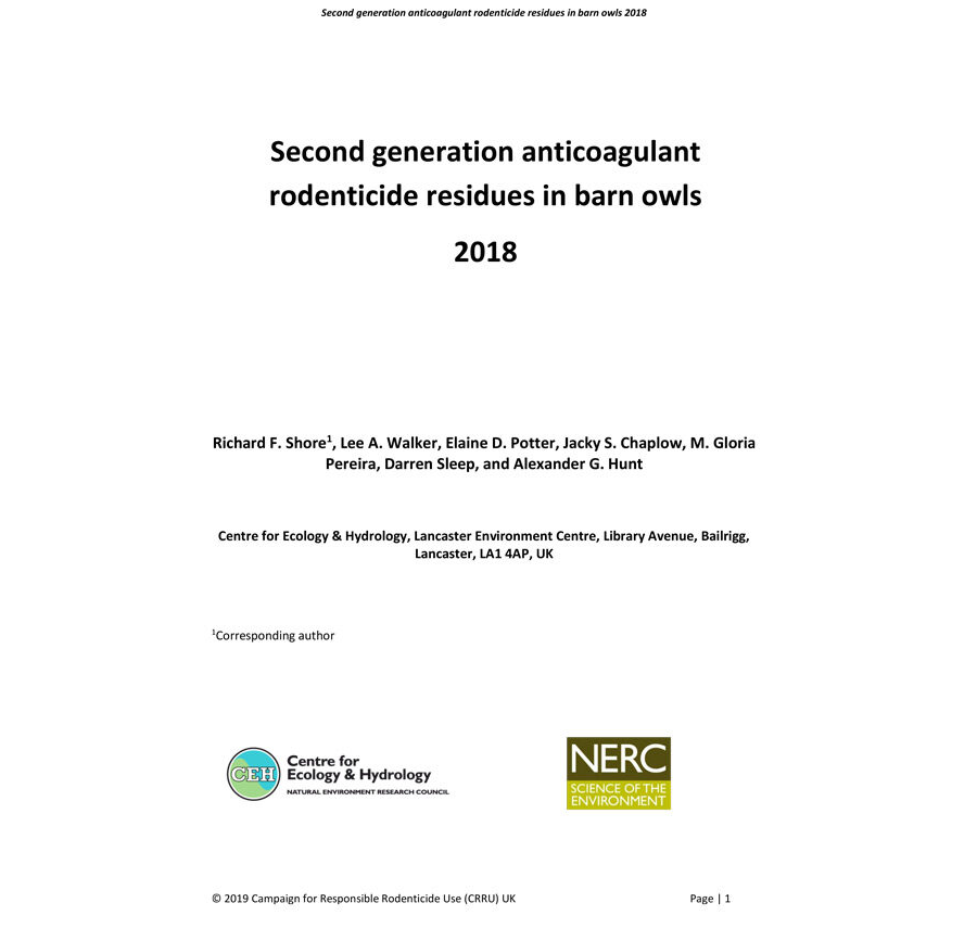 Second generation anticoagulant rodenticide residues in barn owls 2018
