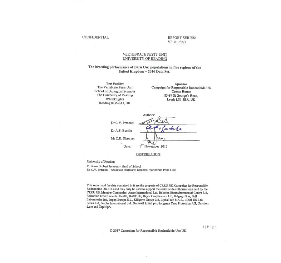 BARN OWL MONITORING SURVEY REPORT 2016